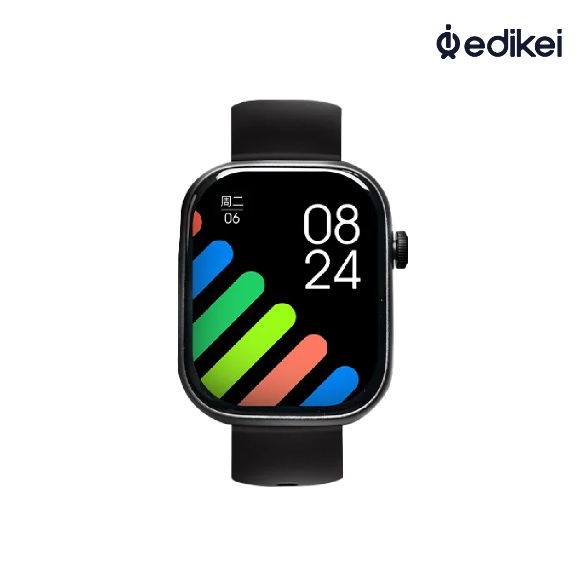 SteelTone Smartwatch with an elegant black strap, available at edikei.com